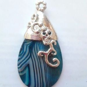 Sterling Silver Skull Agate Pendant